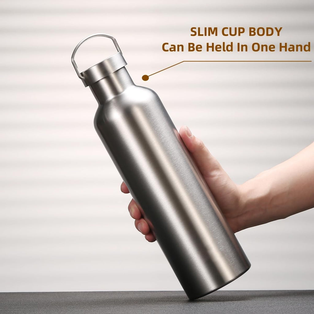 12Oz Wide Mouth Vacuum Insulated Stainless Steel Water Bottle | 316 Stainless Steel Inner, Full Steel Cap, BPA Free, Long Time Insulation Keep Cold & Hot for Travel Sports Daily Use