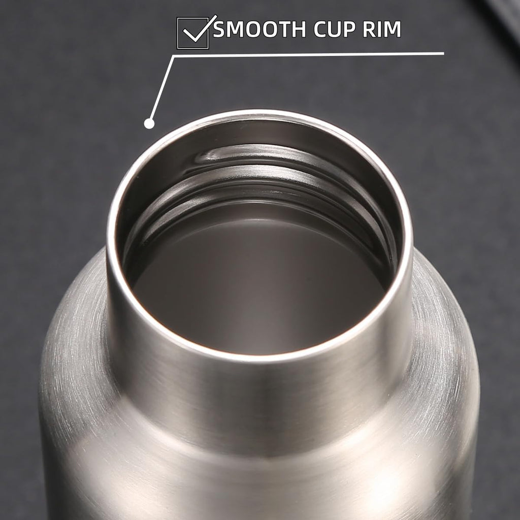 12Oz Wide Mouth Vacuum Insulated Stainless Steel Water Bottle | 316 Stainless Steel Inner, Full Steel Cap, BPA Free, Long Time Insulation Keep Cold & Hot for Travel Sports Daily Use