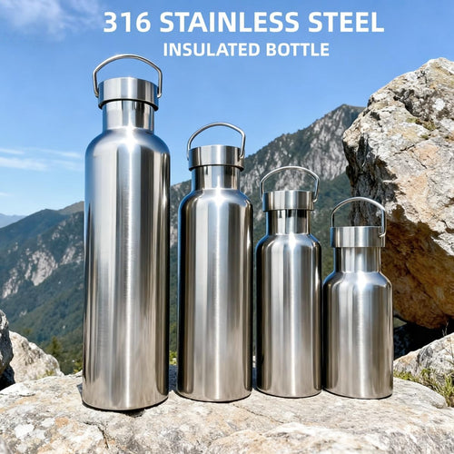 12Oz Wide Mouth Vacuum Insulated Stainless Steel Water Bottle | 316 Stainless Steel Inner, Full Steel Cap, BPA Free, Long Time Insulation Keep Cold & Hot for Travel Sports Daily Use